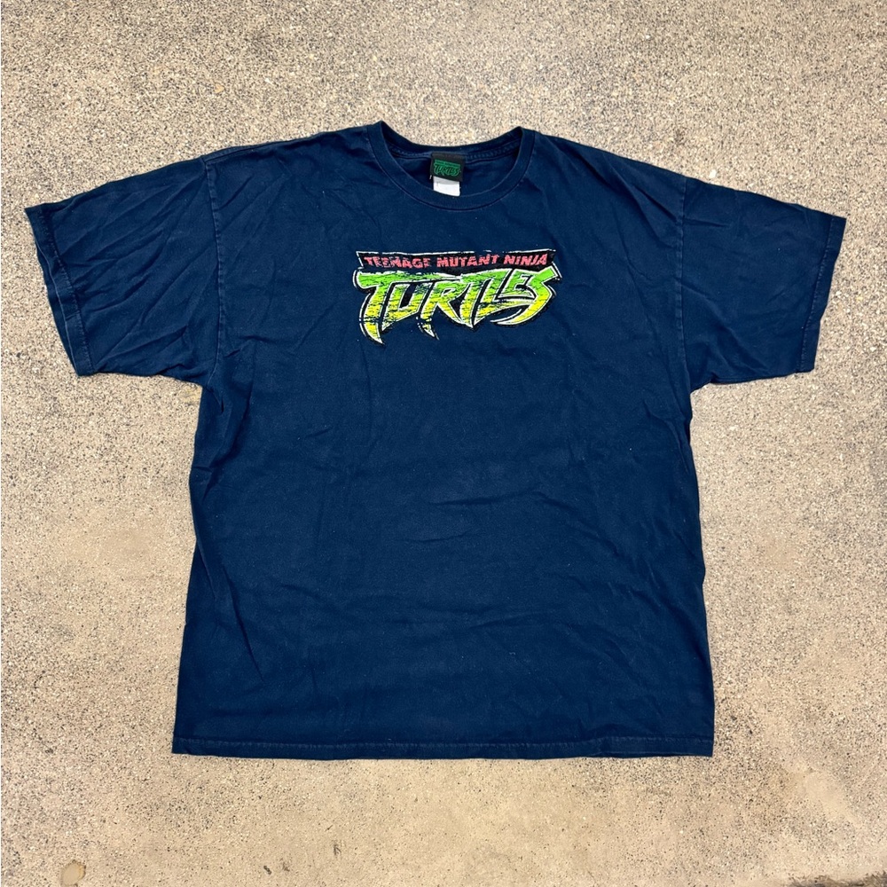 Y2K Teenage Mutant Ninja Turtles Navy T-Shirt Center‎ Logo Mens M/L